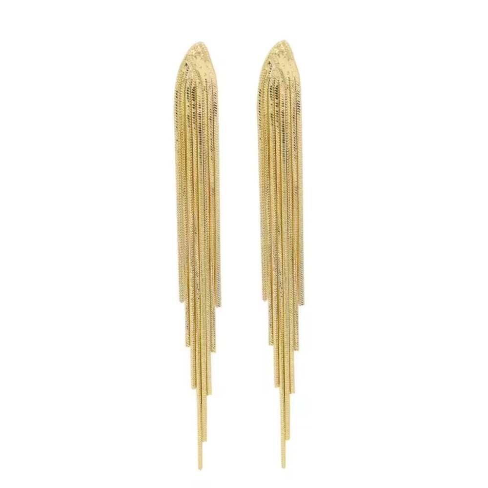 925 Sterling Silver Snake Chain Tassel Earrings. Long Dangle Earrings A3-139